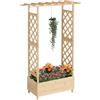 Relaxdays Fioriera con Traliccio per Rampicanti e Tettoia, HLP: 183x110x44 cm, Portafiori da Balcone e Giardino, Legno