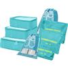 BillyBath Set di organizer per valigie, 8 in 1, organizer da viaggio, per vestiti, scarpe, cosmetici, colore azzurro