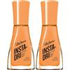 Sally Hansen Insta-Dri Electric Feels, Peachy Flare, Smalto, Colori vibranti, Si asciuga in 60 secondi, 10ml (Confezione da 2)