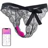 Future of your pleasure Sensual Slip con vibratore controllo app - vibratore indossabile per uso esterno, tanga sexy in pizzo nero taglia S-L, FOPS M130