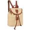 MilyaDE Borsa da spiaggia in paglia, realizzata a mano, con coulisse, borsa a tracolla bohémien per donne, viaggi, vacanze, Ba-kaki marrone, 28*13*28cm, Casual