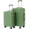 WHYGO - VA6545 Set Trolley valigie 2 pz, (S-M) 4 Ruote rivestite in gomma, Guscio Rigido ABS Resistente - ultra leggero, Manico telescopico - Serratura a combinazione (OLIVE GREEN, VA6545)