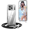 OLEPHY Trasparente Cover con Cordino per iPhone 17 Pro 6,3'', Custodia con Regolabile Collana, [Antiurto] [AntiGraffio] Case con Laccio Tracolla, Nero