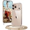OLEPHY Trasparente Cover con Cordino per iPhone 17 Pro 6,3'', D'oro