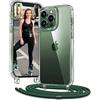 Vaykwo Trasparente Cover con Cordino per iPhone 13 Pro 6,1'', Verde