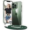 Vaykwo Trasparente Cover con Cordino per iPhone 13 Pro Max 6,7'', Verde