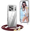 OLEPHY Trasparente Cover con Cordino per iPhone 17 Pro 6,3'', VinoRosso