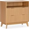 HOMN LIVING Cassettiera Oporto con 2 cassetti Finitura Rovere, 80 cm (Larghezza) x 40 cm (profondità) x 80 cm (Altezza)