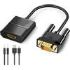 FOINNEX Adattatore da VGA a HDMI, convertitore da ingresso VGA a uscita HDMI 1080P con audio, vecchio PC a TV/monitor, adattatore attivo VGA maschio a HDMI femmina per computer, desktop, laptop