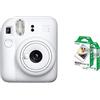 Fujifilm Instax Mini 12 - Fotocamera istantanea, colore: Bianco argilla + 2 pellicole