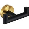 Angle Simple Double Towel Hook, Stainless Steel Hand Towel Holder for Bathroom, Coat Hook for Wall, Black and Gold