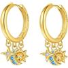 PANPOKI Orecchini a cerchio in argento Sterling 925 a forma di stella e luna, con zirconia cubica scintillante, leggeri, da donna, con confezione regalo, regalo di compleanno per mamma, 1, Argento
