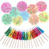 Hariendny 100 ombrelli da cocktail, ombrelli per bevande, stecchini da cocktail in legno, mini ombrelli di carta colorati per bevande, decorazioni per cupcake hawaiani, bastoncini per Halloween, Natale