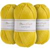 Utopia Crafts Softease - Filato per lavoro a maglia e uncinetto, 3 pezzi, 100 g (giallo agrumato)