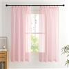 PONY DANCE Tende Trasparenti per Interni Voile Curtains Corte per Cucina Filtraggio Luce Morbida Tende per Salotto Moderne con Fettuccia 2 Pezzi L 140 x A 160 cm, Rosa Chiaro