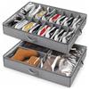 unycos - Set di 2 Organizzatori per Scarpe【16 Paia】e Stivali【4 Paia】 Sottoletto, Scatole per Conservare in Tessuto Non Tessuto, Pieghevoli con Coperchio Trasparente in PVC e 3 Manici