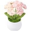 SUNNYCLUE Fiori Lavorati A Maglia Mini Fiori All'Uncinetto Piccoli Fiori Artificiali Rosa Non Ti Scordar di Me Lavorati A Maglia Piante In Vaso con Vaso di Plastica per La Casa L'Ufficio La Stanza Nat