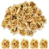 Psyqtsuary 30 teste di rose artificiali in oro, 7 cm, con brillantini, rose artificiali, per matrimoni, bouquet, per fai da te, feste, casa, giardino, decorazione da tavolo