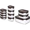 LocknLock Lock & Lock Contenitori per Alimenti in Vetro BISFREE - Vaschette Porta Cibo con Coperchio - per Forno Microonde Frigo e Freezer - No BPA, Set di 11