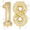 EWODEIEW Palloncino con numeri 18 oro, 40 pollici, oro bianco 18, palloncino con numeri 18, palloncino a elio, 18, decorazione di compleanno per ragazze, ragazzi, compleanni, feste di compleanno