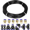 ANOMM Tubo Pneumatico PU 6mm OD 4mm ID, 10M Tubo Compressore Aria, con 14 Pcs Pneumatico Attacchi Rapidi, Nero
