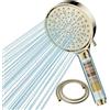 Cobbe Soffione Doccia con Filtro a 20 Fasi, Soffione Anticalcare con Tubo da 1,5M, Soffione Doccia ad Alta Pressione e Risparmio Idrico con 6 Tipi di Getti, Oro
