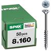 SPAX 191010801605 - Viti per costruzioni in legno, 8,0 x 160 mm, 50 pezzi, T-Star Plus, testa svasata, filettatura parziale, 4CUT, WIROX A3J, 0191020801605, 10