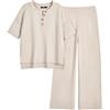 LILLUSORY Lounge Sets for Women 2 Two Piece Summer Outfits 2025 Matching Clothing Beach Vacation Clothes Loungewear Causal Knit Top Pants Sweat Suit Cute Teen Fashion Clothes Apricot S