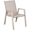 DRW Sedia da esterno impilabile in alluminio e textilene color crema, 90 x 55 x 73 cm