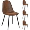 Shally Dogan Set 4 Sedie per Sala da Pranzo, Piedi in Acciaio Nero, Seduta Morbida, Sedia Ergonomica Design Nordico, Poltrona Ideale per Cameretta, Cucina, Ufficio, Rivestimento Eco Pelle Scamosciata