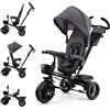 kk Kinderkraft Kinderkraft AVEO Triciclo bambini dai 9 Mesi fino 25 kg, Passeggino con Maniglione del Genitore regolabile, Bici, Compatto pieghevole, Sedile girevole Fronte Mamma e Strada, Ruota libera, Grigio