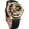 FORSINING Orologio automatico da uomo, meccanico a carica automatica, impermeabile, di lusso, con numeri romani e quadrante in vera pelle, Nero , cinturino