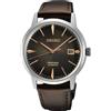 Seiko Presage SRPJ13J Orologio analogico automatico in acciaio inossidabile con quadrante blu per gli uomini, Marrone, Cinturino
