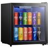HOMCOM Frigorifero per bevande, 50 l, resistente ai raggi UV, doppia porta in vetro, ripiani regolabili, frigorifero per birra con illuminazione a LED e display, controllo della temperatura per