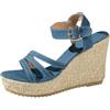Generisch Sandali da donna Scarpe estive Categoria prodotto Sandali da donna - Tacco moderno con suola spessa parte anteriore rotonda Cinghie con fibbia blu jeans sandali a zeppa eleganti scarpe moda, Blu, 40