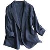 ZouoYYii Blazer da Donna in Lino E Cotone con Maniche A 3/4, Abito Sottile, Tinta Unita, Blazer da Ufficio, Giacca con Tasche, Cappotto Sottile Femminile