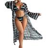 Generic Costume Piscina Donna Set Mare 2 Pezzi Curvy Costume da Bagno 3 Pezzi da Donna con Copricostume Spiaggia Avvolgente Bikini con Stampa Tropicale Abbronzante Abiti Mare (Black, XL)