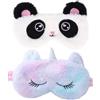 QLEUIFT 2 pcs Maschera per Dormire Animale, 3D Maschere da Sonno in Peluche Soffice Morbido, Benda Occhi per Dormire Peluche dei Cartoni Panda Simpatico per Bambini Adulti, Versione panda e unicorno