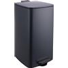 Relaxdays Cestino da cucina, 30 l, chiusura automatica, secchio interno estraibile, metallo opaco, cestino a pedale squadrato, grigio scuro