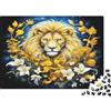 JWNDFKPVXZGL Leone Fiori Dorati Puzzle 1000 Pezzi Carta per Adulti Vista Notturna Gioco di Puzzle 1000 Pezzi Decorazione Regalo 38x26cm/1000pcs