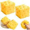 Hlayshing 2 Pezzi Giocattolo da Spremere il Formaggio,7x7 Palla Antistress Quadrata Squishy al Formaggio,Fidget a Forma di Cibo,Giocattoli Antistress Realistico a Forma di Formaggio e Burro Per Bambini e Adulti