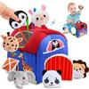 Mapille Fattoria Animali Bambini,Giochi Montessori 1 Anno,Giochi Neonato 6-9 Mesi,Fattoria con Fienile,Casa Morbida Animali,con Fienile,Sonaglio,Specchio,6 Animalis Morbidi,Giochi Neonato 6-12 Mesi