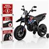 TOYSCAR Moto Elettrica Bambini Aprilia RX Mini Moto Cross SEDILI IN PELLE 3 Ruote Moto Bambini Motore Elettrico 12V Moto Per Bambini 1-4 Anni Luci Led BLUETOOTH Sospensioni A Molla