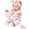 Enjoyin Bambola Neonato 30 cm Set Regalo Completo con Vestito Rosa, Ciuccio, Copertina in Microfibra 33x33 cm e Biberon, Idea Regalo per Bambine dai 3 Anni.