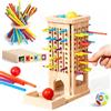 MZJAUVF Giochi Montessori per Bambini, Gioco di Società in Legno, Gioco Torre Bambini con 40 Bastoncini Colorati & Dadi, Giocattoli Educativi Abilità Motorie e Logiche, Regalo Bambina Bambino 3-6 Anni