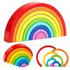 Tupinerq Arcobaleno Giocattolo, 9 Rosso Sovrapposizione in Legno Insieme, Geometria Giocattoli Prescolari Impilabile Stacker Puzzle Geometria Per Bambini Regalo 12 Anni