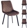 Shally Dogan Set 4 Sedie per Sala da Pranzo, Casa, Ufficio, Soggiorno, Sala d'Attesa, Sedia Ergonomica con Rivestimento in Velluto e Piedi Nero, Poltrona Design Moderno Comoda con Struttura Robusta (Marrone)