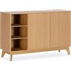 HOMN LIVING Credenza Oporto con 2 Ante, Finitura Rovere, 120 cm (Larghezza) x 40 cm (profondità) x 80 cm (Altezza)