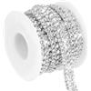 PATIKIL 3 Iarde Catena di Strass, 3 File Cristallo Chiuso Catena Decorazione Cucitura per Abbigliamento Artigianato, Decorazione Costume Fai da Te, Rifinitura Borsa, Argento/Bianco