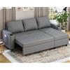 Devoko Divano Letto Chaise Longue a Forma di L, Divano da Salotto Cheslong a 3 Posti Convertibile in Letto, con Contenitore Integrato e Portabicchieri, Tessuto Morbido Beige Grigio Chiaro